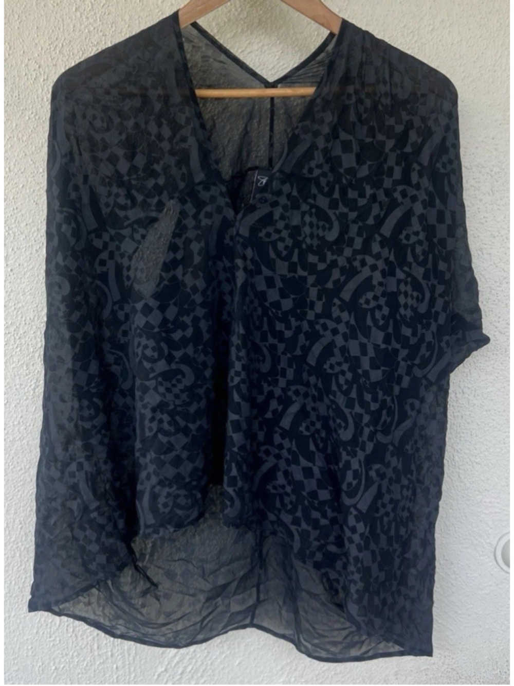 Zero + Maria Cornejo Black Sheer Pattern Top 2 Avant Garde Minimalist Luxury